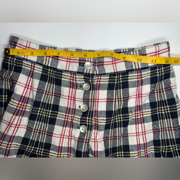 Vintage Plaid High waist Buttoned Skirt Wool Plaid Grunge Cottagecore Skirt - Picture 8 of 9